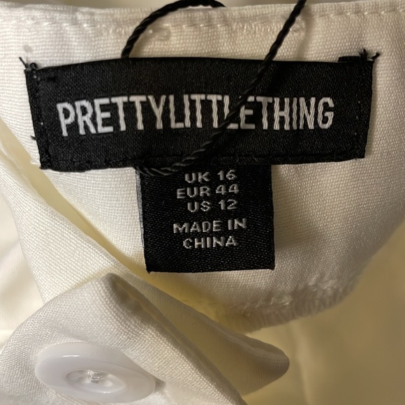 Pretty little thing off white super wide leg pants size 12 - Picture 4 of 8